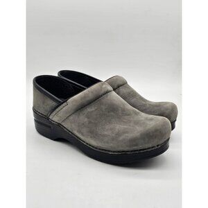 Dansko Women's Shoes Size 39 US 8.5 Gray Suede Leather Slip On Comfort Clogs